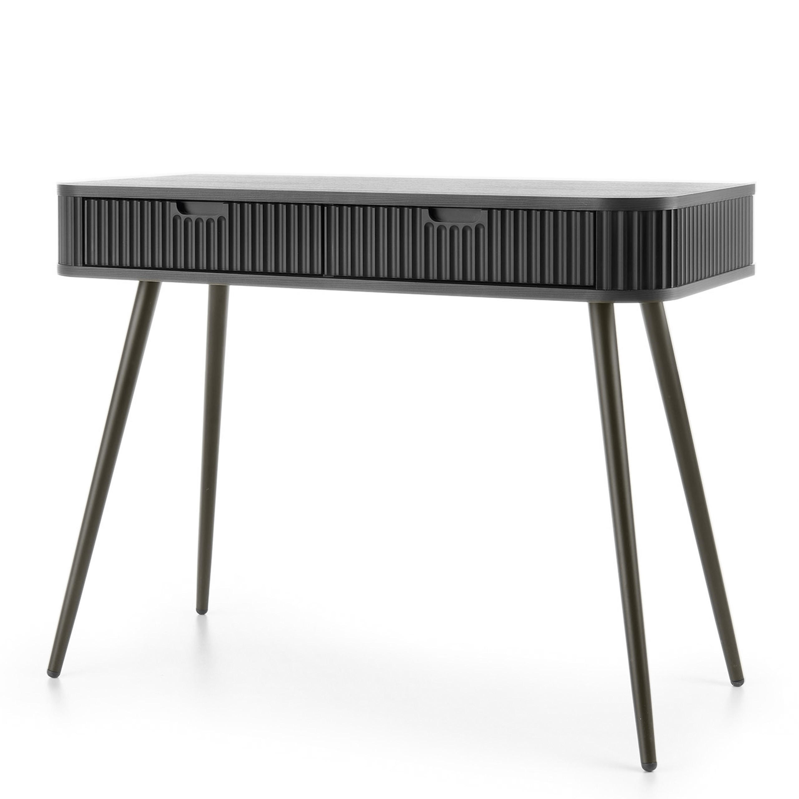 KONSOLENTISCH Zova Schwarz, Schwarze Beine, Schminktisch mit Schubladen - Goldfarben/Schwarz, Holzwerkstoff/Metall (49/103/80cm) - Bettso
