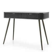 KONSOLENTISCH Zova Schwarz, Schwarze Beine, Schminktisch mit Schubladen - Goldfarben/Schwarz, Holzwerkstoff/Metall (49/103/80cm) - Bettso