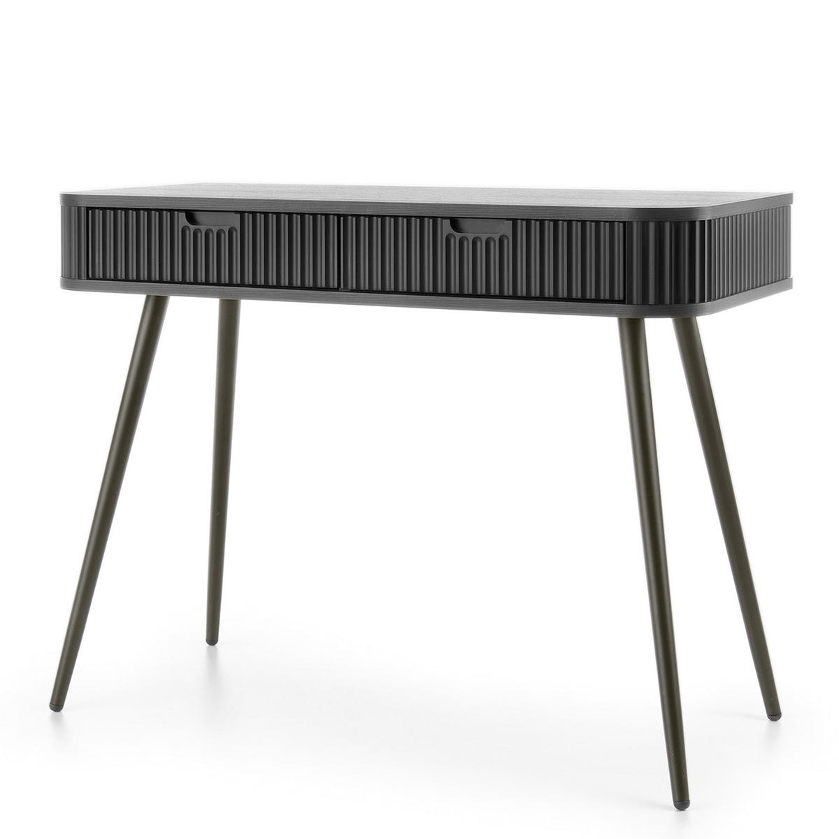 KONSOLENTISCH Zova Schwarz, Schwarze Beine, Schminktisch mit Schubladen - Goldfarben/Schwarz, Holzwerkstoff/Metall (49/103/80cm) - Bettso