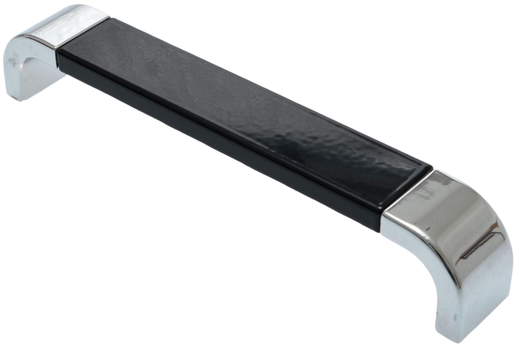 MÖBELGRIFF BA 128mm, Küchengriff Chrom & Schwarz, Türgriff BiColor - Schwarz, Metall (2.4/2.9/13.6cm) - Livingpoint24