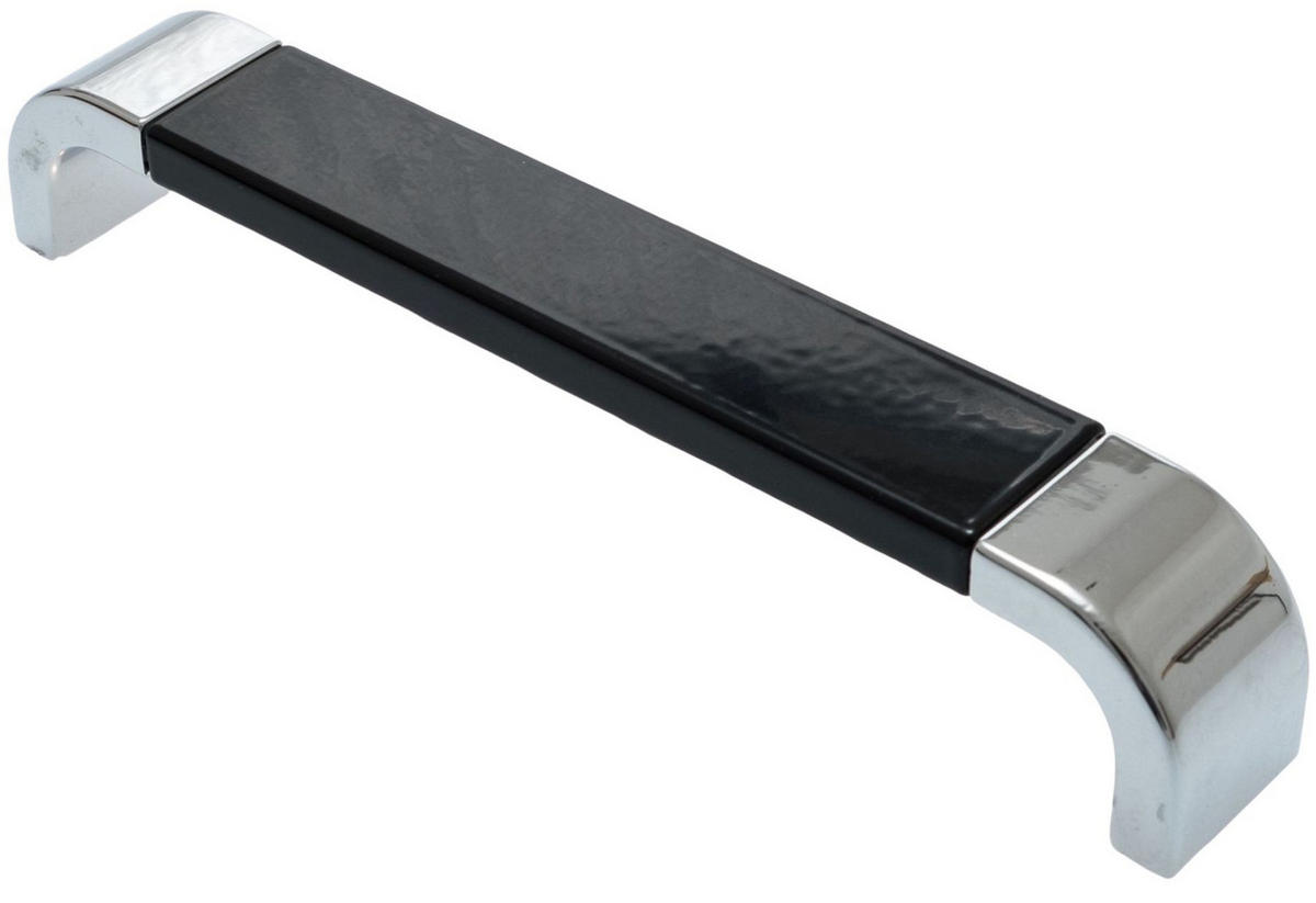 MÖBELGRIFF BA 128mm, Küchengriff Chrom & Schwarz, Türgriff BiColor - Schwarz, Metall (2.4/2.9/13.6cm) - Livingpoint24