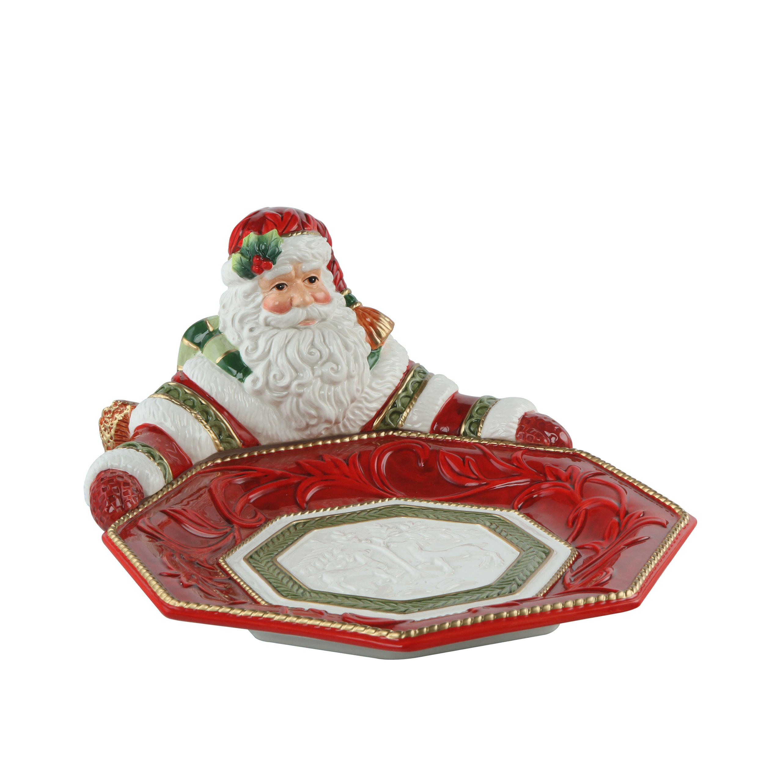 KÜNSTLERSCHALE Santa präsentiert, Fitz & Floyd, Steingut, Bunt, 16.5 cm - Multicolor, Keramik (16.5cm) - Goebel
