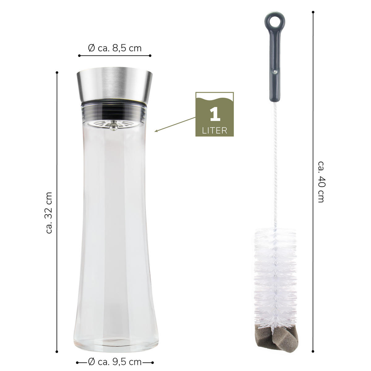 GLASKARAFFE RUNA 1 Liter - Transparent, Glas (1L) - bremermann