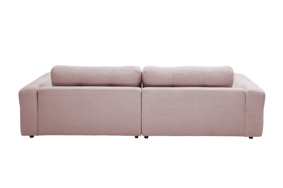ECKSOFA MIKA Pink Cord - Pink/Schwarz, Kunststoff/Textil (276/167cm) - KAWOLA