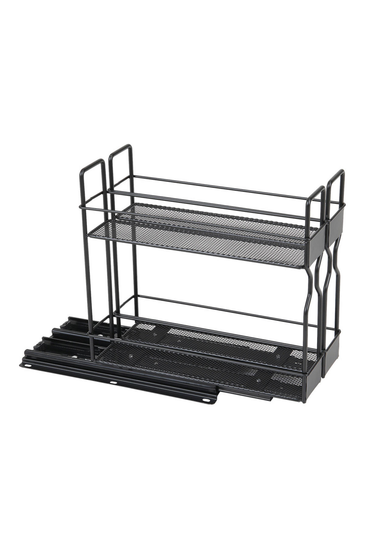 GEWÜRZREGALE mit Schienen Parallele ausziehbare - Schwarz, Metall (26.5/26.1/13.2cm) - Livingandhome