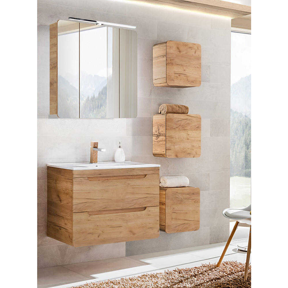 BADMÖBEL-SET 5-TLG. Luton-56 - Braun, Holzwerkstoff (130/200/46cm) - Lomado