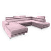 WOHNLANDSCHAFT SIENA R-S Lila Velours-Stoff mit Schlaffunktion - Lila, Holz (335/89/190cm) - MASSENO