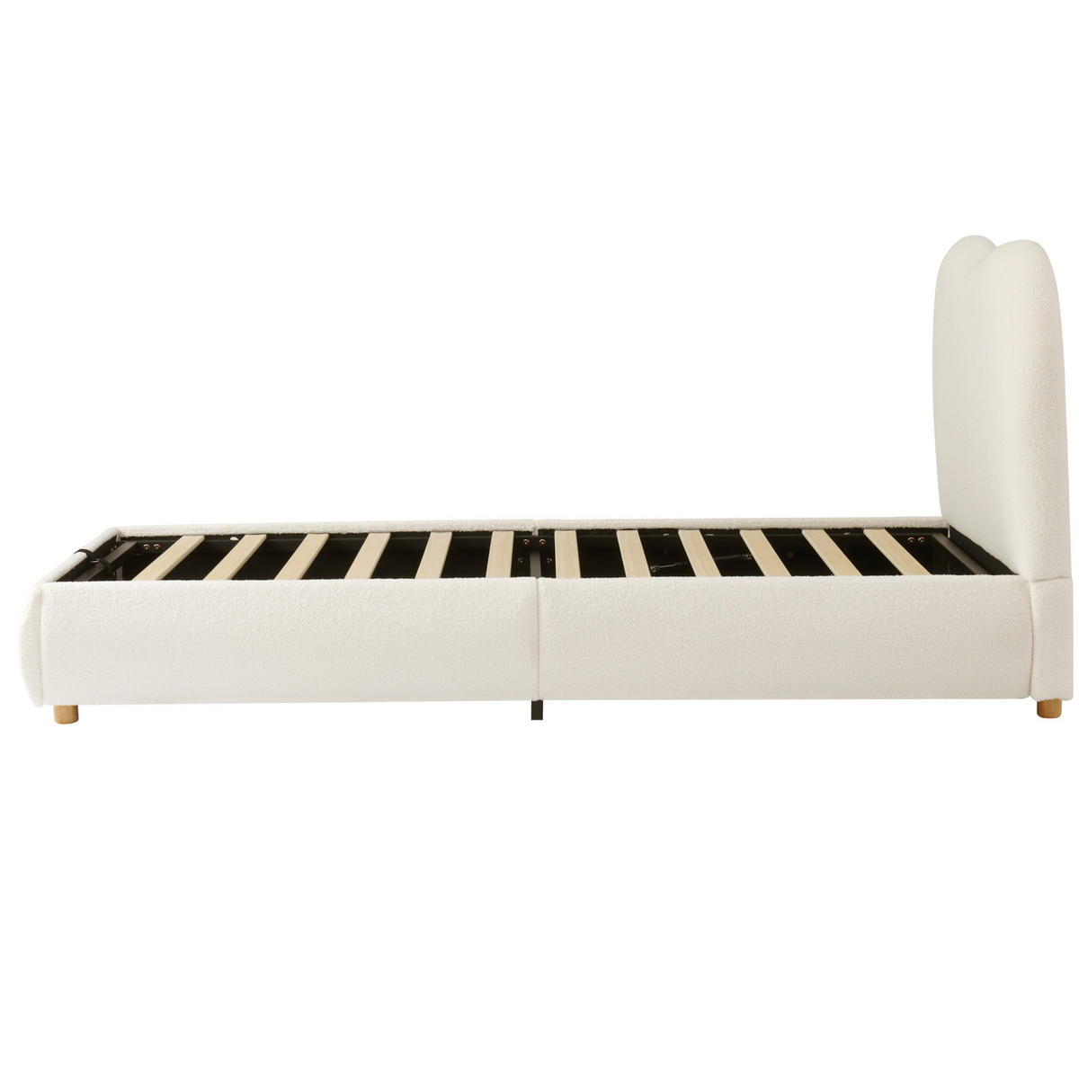 POLSTERBETT mit Stauraum 90x200 cm Bouclé Beige mit Lattenrost - Beige, Metall (90/200cm) - Beauniv