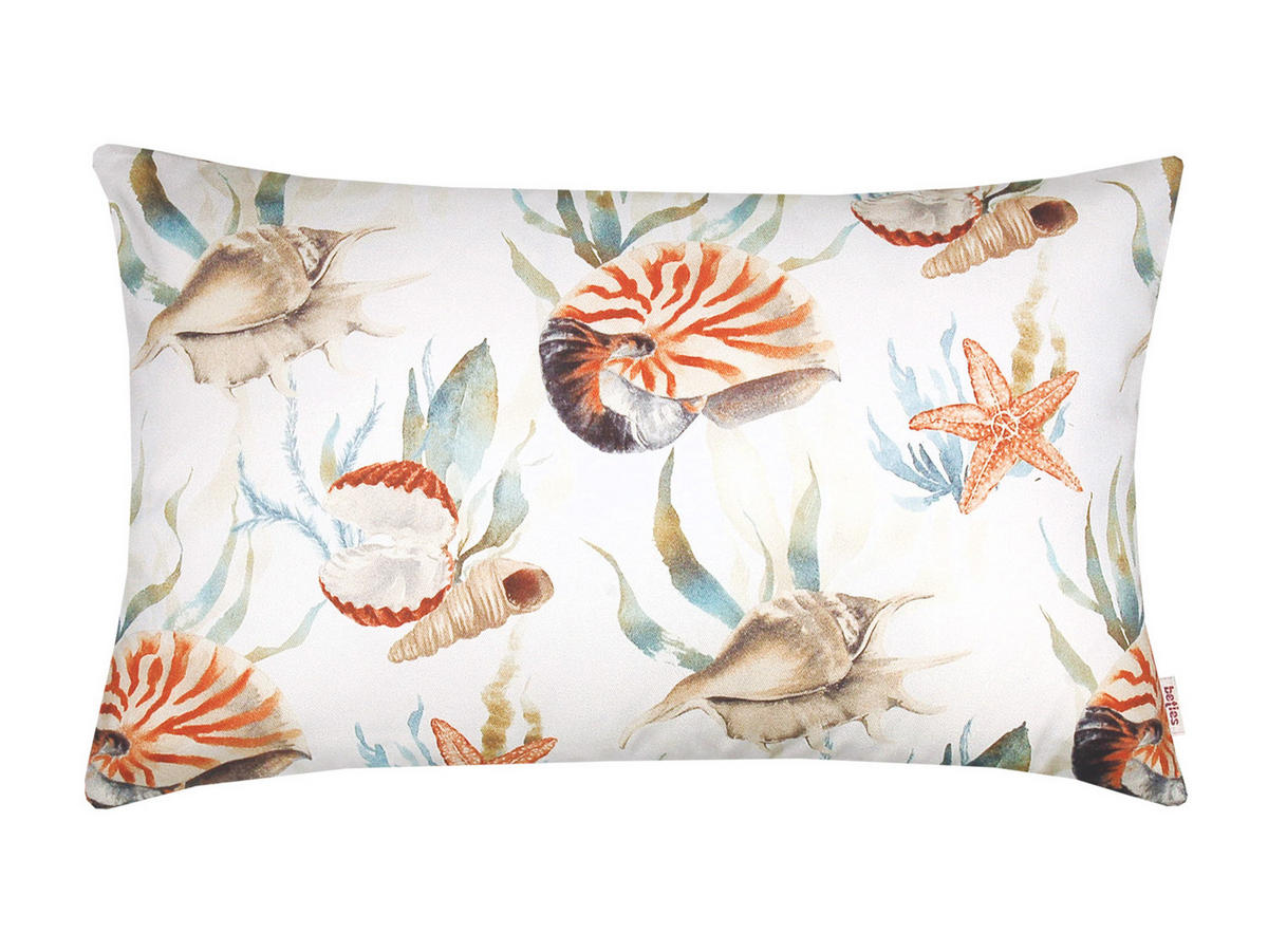 KISSENHÜLLE Meeresjuwel ivory 50/30 cm - Multicolor/Weiß, Naturmaterialien (30/50cm) - beties Heimtextil