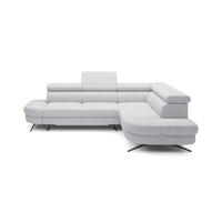 ECKSOFA OTIS L-förm, Schlaffunktion, verstellbare Kopfstützen, in AURORA-Stoff, lose Rückenkissen, freistehend, RECHTS 276x218x97 cm Stainless colour - Edelstahlfarben, Holz/Textil (276/218cm) - DomoHome