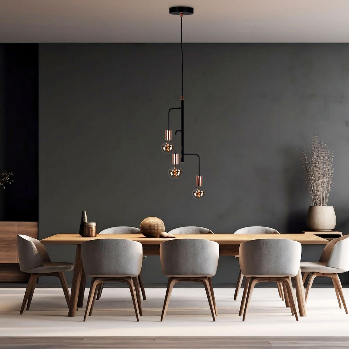 HÄNGELEUCHTE BERRI Kupfer Schwarz - Schwarz, Metall (28/28/172cm)