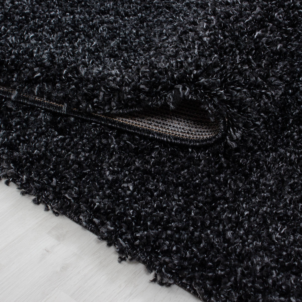 TEPPICH Hochflor Unifarben Polypropylen Wohnzimmer Shaggy Anthrazit Rechteckig 140x200 - Anthrazit, Textil (140/200cm) - KADIMA DESIGN