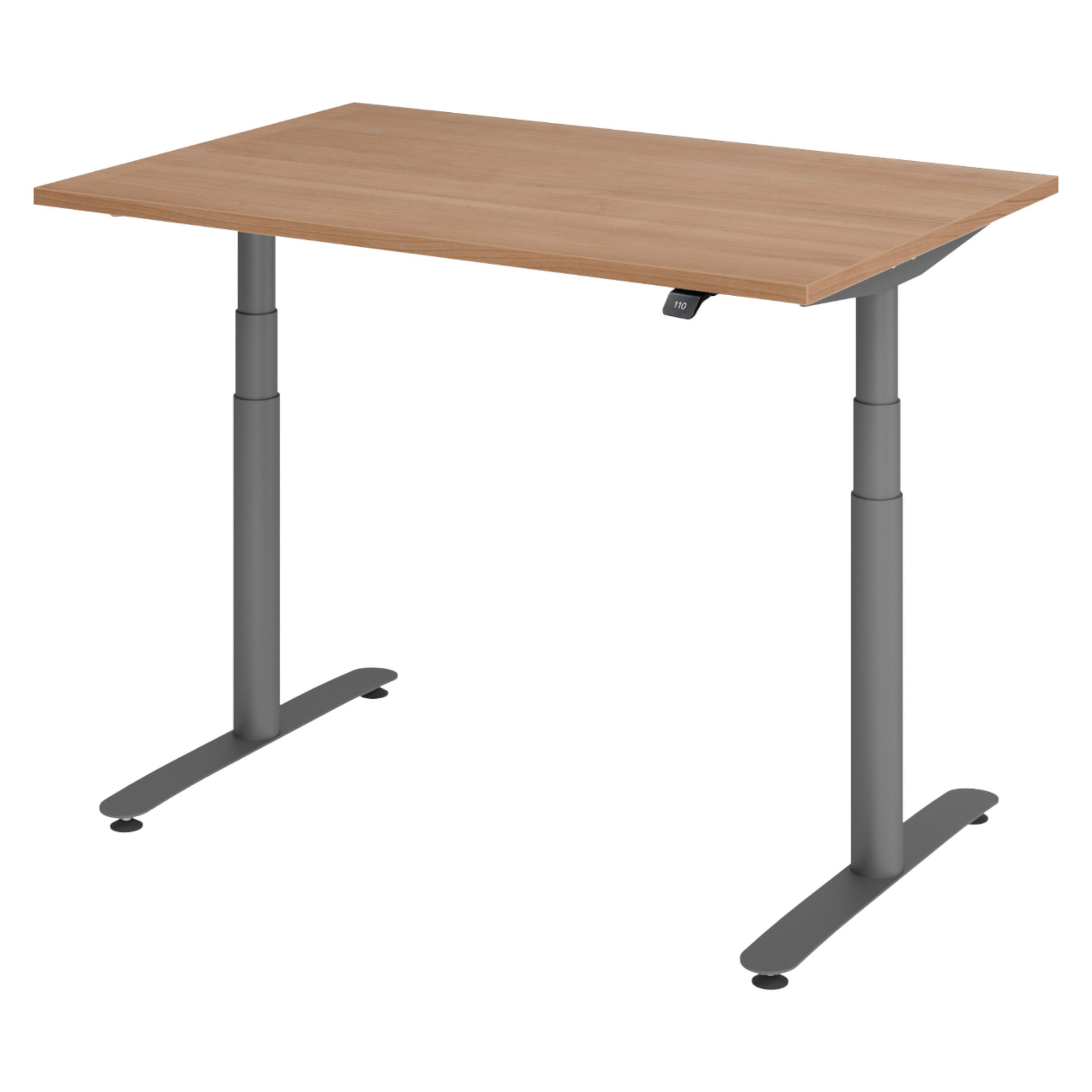 SCHREIBTISCH elektrisch Bluetooth & App XDLR 120/80/72 cm in Nussbaumfarben/Graphitfarben - Nussbaumfarben/Graphitfarben, Holzwerkstoff (120/80/72cm) - bümö