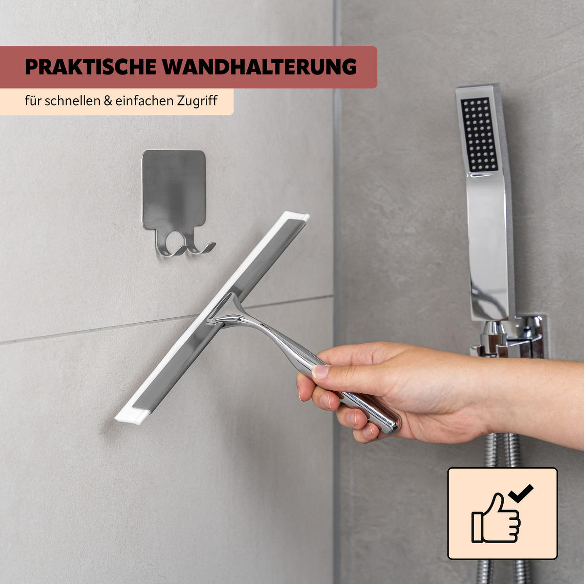 DUSCHABZIEHER PIAZZA TAPE schwarz - Edelstahlfarben, Metall (26.5/17.5/2.5cm) - bremermann