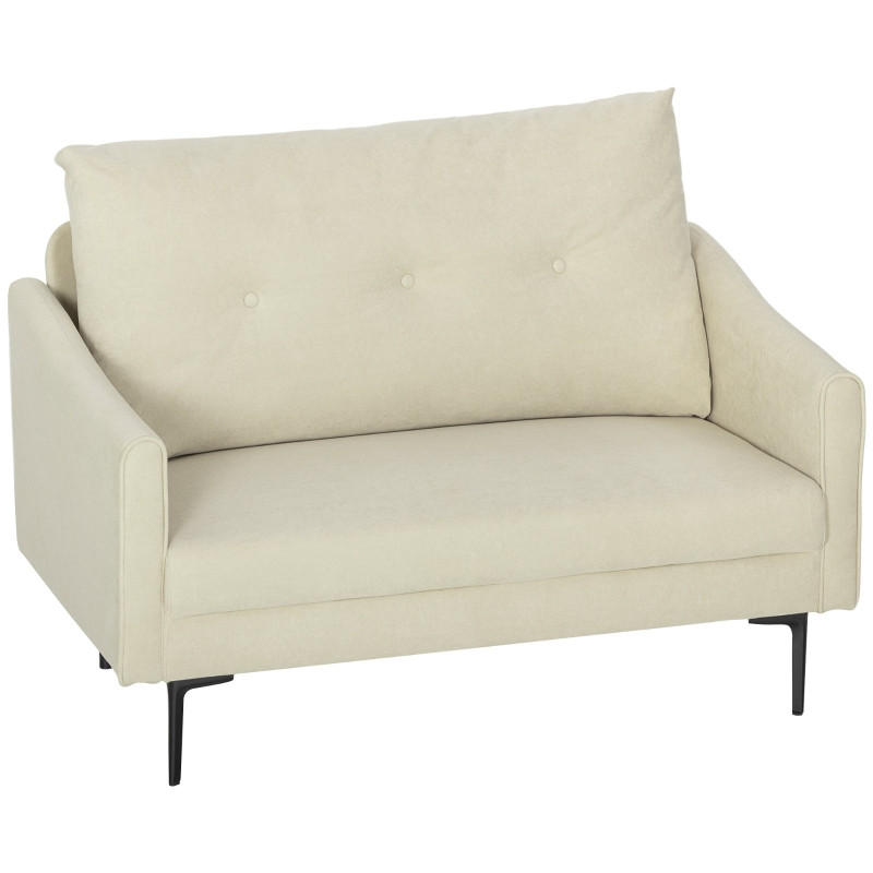 2-SITZER-SOFA mit Schaumstoffpolsterung 124/73/92 cm Creme - Creme, Metall (73/92/124cm) - Redom