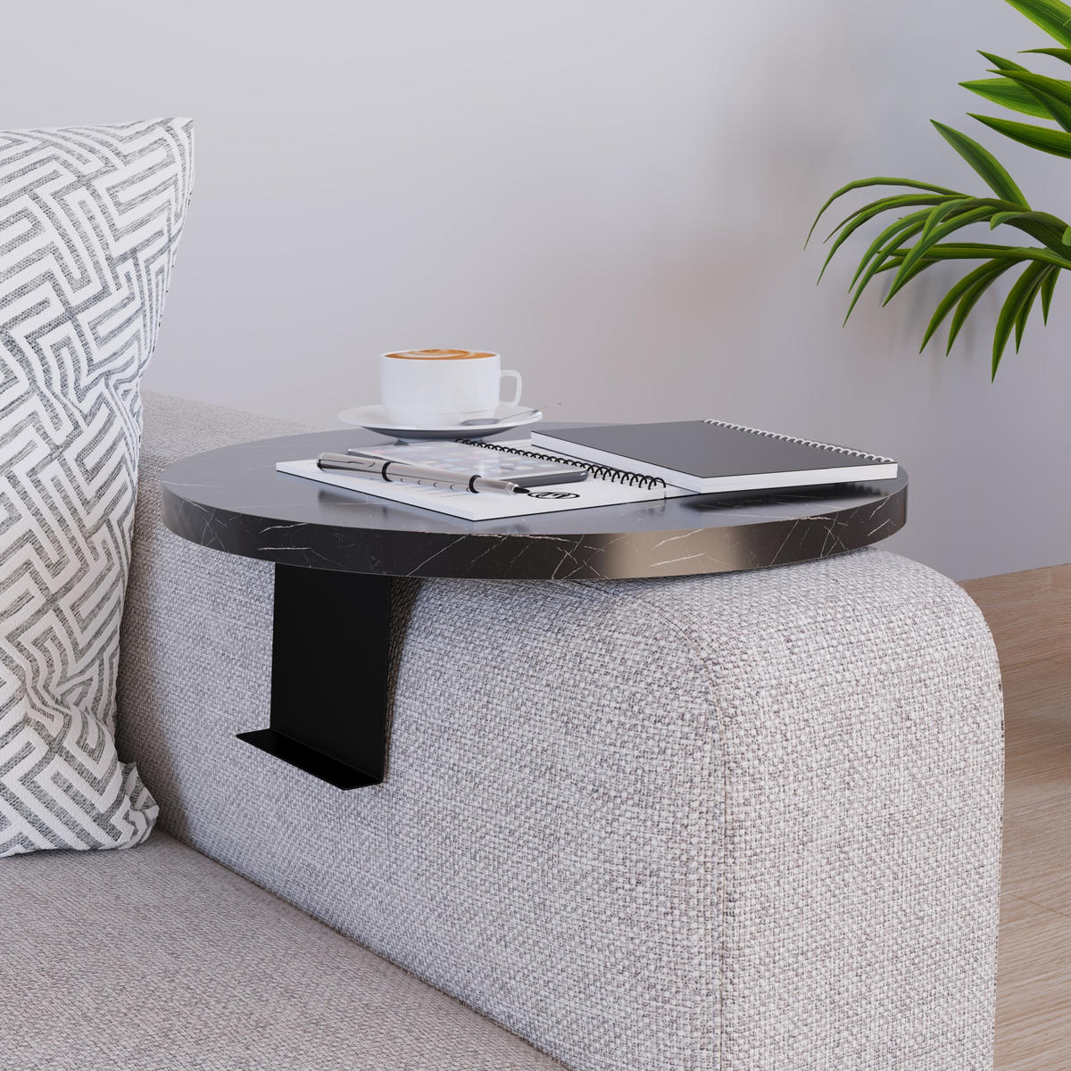 SOFATABLETT Kuleskyd - Schwarz, Holzwerkstoff/Metall (34/13.5/34cm) - [en.casa]