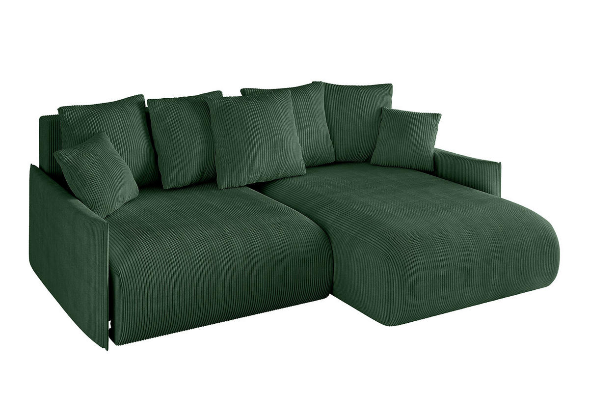 ECKSOFA Ottomane rechts ONESK-L -v1 216x177x72 Grün Cord - Grün, Holzwerkstoff/Kunststoff (177/216cm) - ALTDECOR
