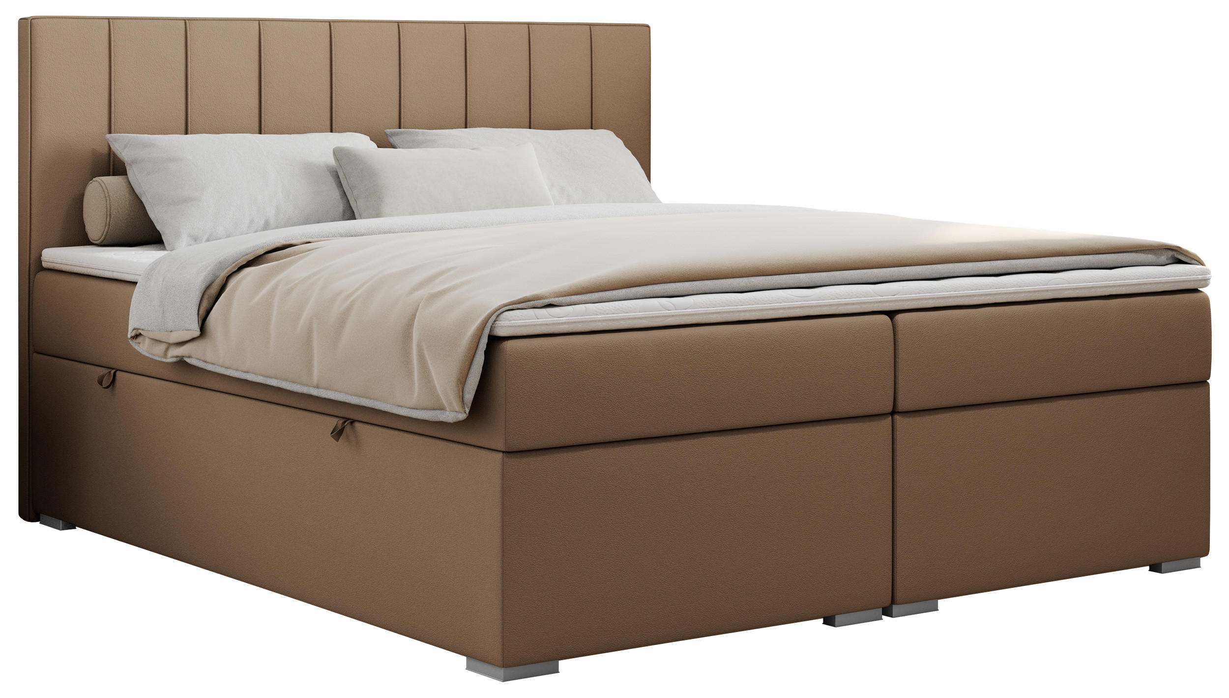 BOXBETT ALLY 120/200 Braun Kunstleder - H4 - Braun, Holz/Textil (120/200cm) - MKS