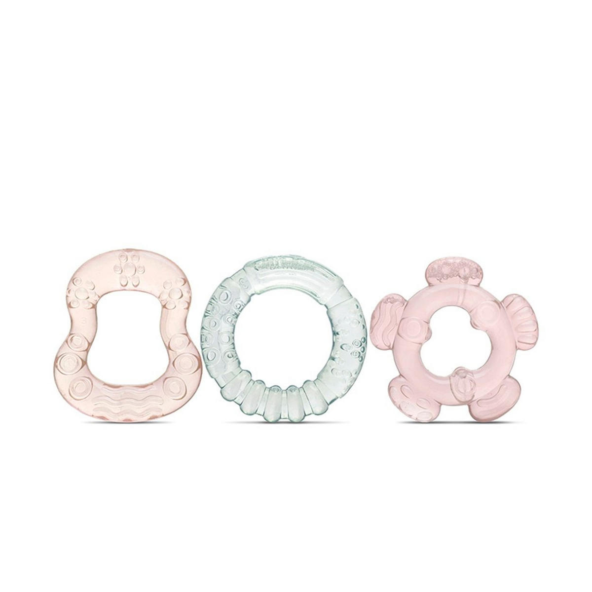BEISSRING 3er Set wassergefüllt rosa versch. Formen und Farben, ab 3 Monate - Grün, Kunststoff (7/7cm) - Baby Care