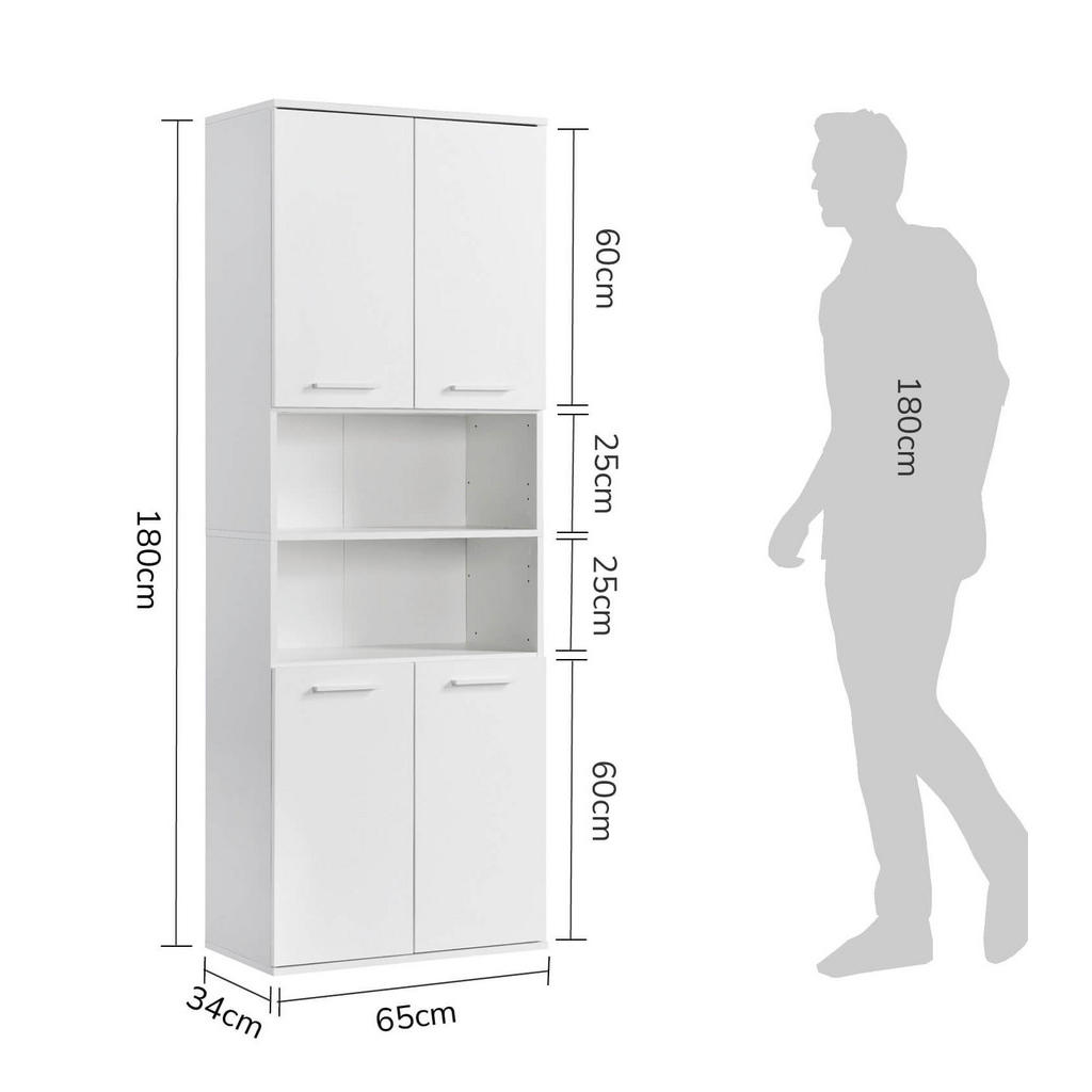 Thumbnail - Mokebo Bad, Weiß, Holzwerkstoff, 2 Fächer, 65x180x34 cm, Badezimmer, Badezimmerschränke, Hochschränke