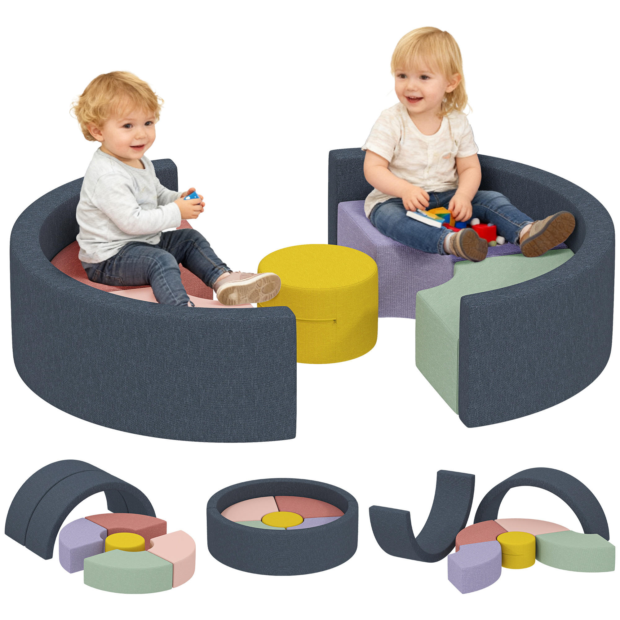 MOTORIKSPIEL DE-18211 7-teilig, mit waschbarem Bezug Multicolor - Multicolor, Textil (107/30/107cm) - ComfortXL
