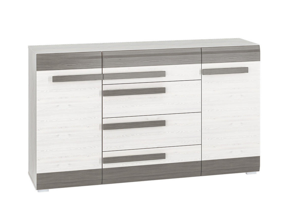 SIDEBOARD Blanco Pinie weiß / grau 165 / 42 / 96cm - Weiß, Holz/Holzwerkstoff (165/96/42cm) - Feldmann-Wohnen