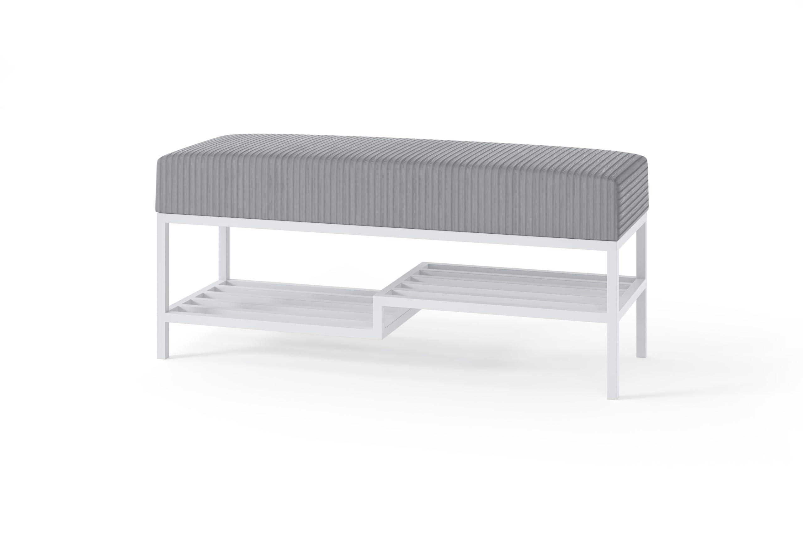 SITZBANK Loft 100 × 45 cm Weiß/Grau - Weiß/Grau, Metall (100/45/35cm) - Design Möbel