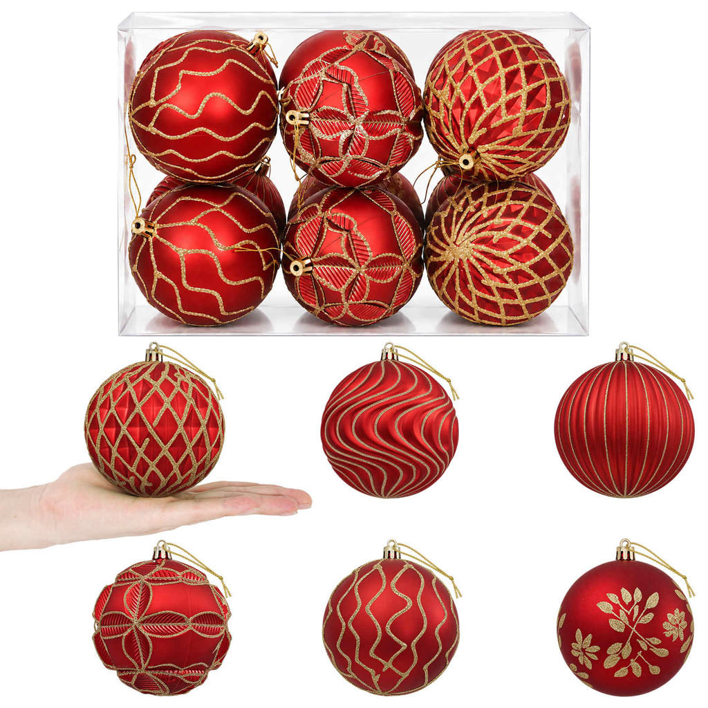 WEIHNACHTSKUGELSET XL 12 -teilig 10 cm Rot Polystyrol - Rot, Kunststoff (10/10/10cm) - vidaXL