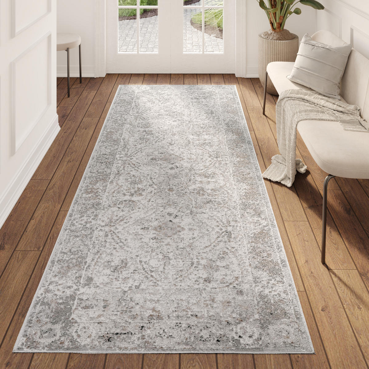 TEPPICHLÄUFER VALLEY creme vintage 120/200 cm - Creme, Textil (120/200cm) - Tapiso