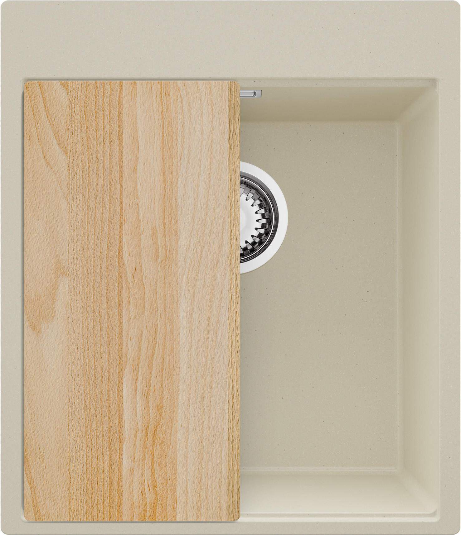 SPÜLBECKEN Oslo, 2-er set Beige 43/50 cm 1 Becken + Ablauf-Set + Schneidebrett ab 45er Unterschrank - Chromfarben/Beige, Kunststoff (43/20/50cm) - Primagran