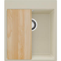 SPÜLBECKEN Oslo, 2-er set Beige 43/50 cm 1 Becken + Ablauf-Set + Schneidebrett ab 45er Unterschrank - Chromfarben/Beige, Kunststoff (43/20/50cm) - Primagran