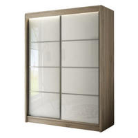 SCHRANK Sonoma Eiche PEAK+SZPROSY Schiebetür Weiß Lacobel 150 cm - Weiß/Sonoma Eiche, Holzwerkstoff (150/215/61cm) - Sepro Meble