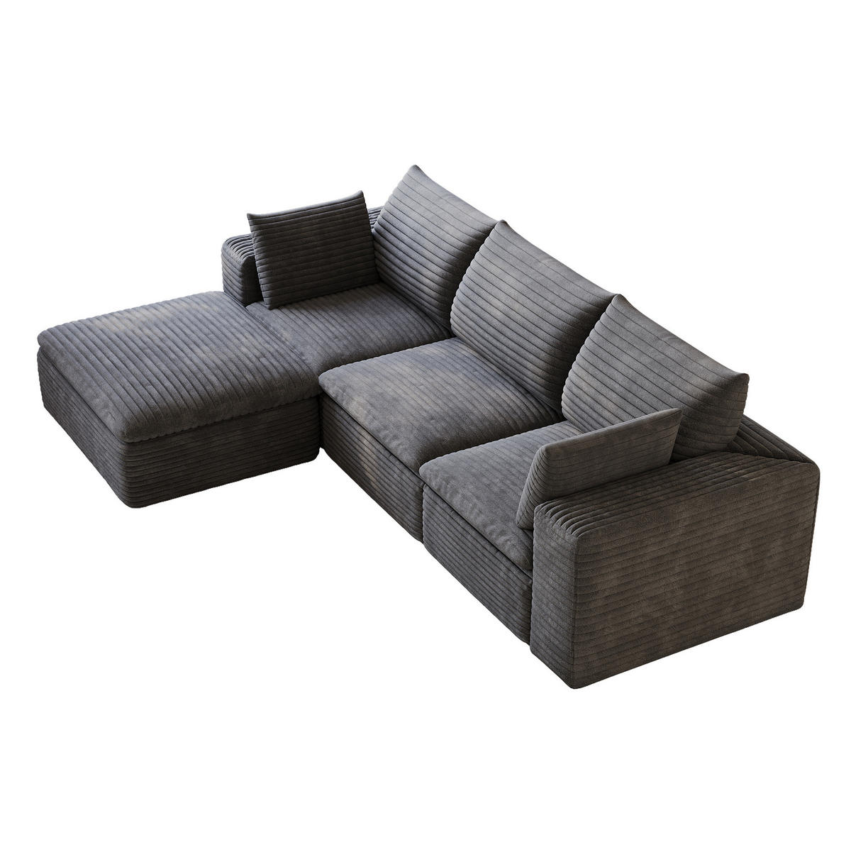 ECKSOFA aus Stoff 260 cm Dunkelgrau ohne Montage mit abnehmbarer Polsterung und flexiblen Modulen - Dunkelgrau, Textil (260/160cm) - Modfu