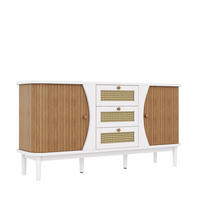 SIDEBOARD in Weiß und Rattan 140,5/40/76 cm - Weiß, Holzwerkstoff (40/76/140.5cm) - Urban Meuble