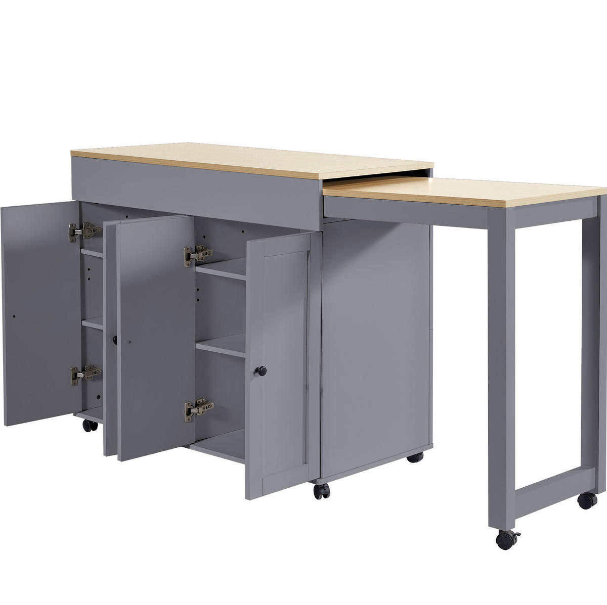 STEHTISCH/BARTISCH 117-180/50/94,6 cm mit 6 Ablagefächern in Grau - Grau, Holzwerkstoff (117/50/94.6cm) - BEAOK