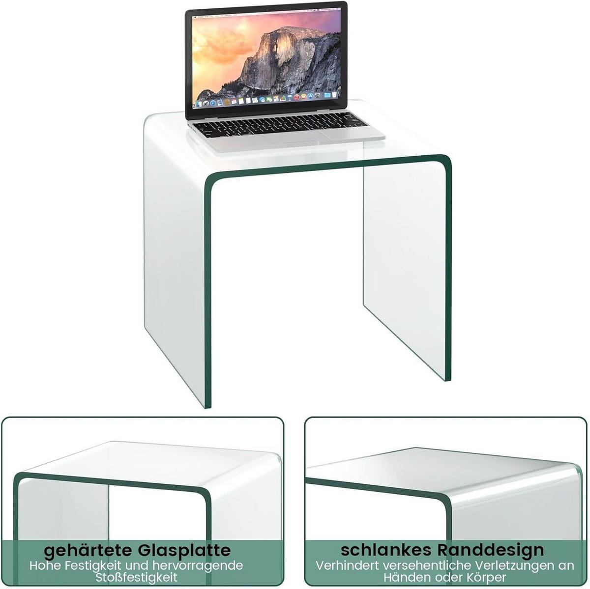 BEISTELLTISCH 41cm Clear - Klar, Glas (45/45/41cm) - COSTWAY