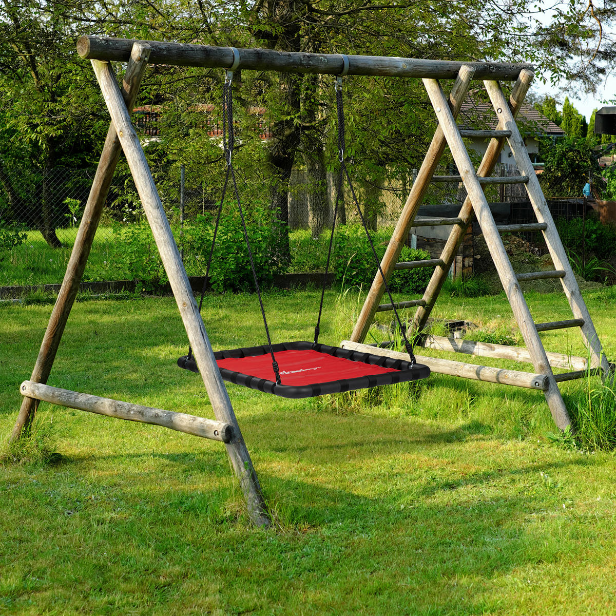 GUNGA Röd svart boform justerbara rep 159x77x103 cm - Röd, Plast/Metall (77/159/103cm) - Relaxdays