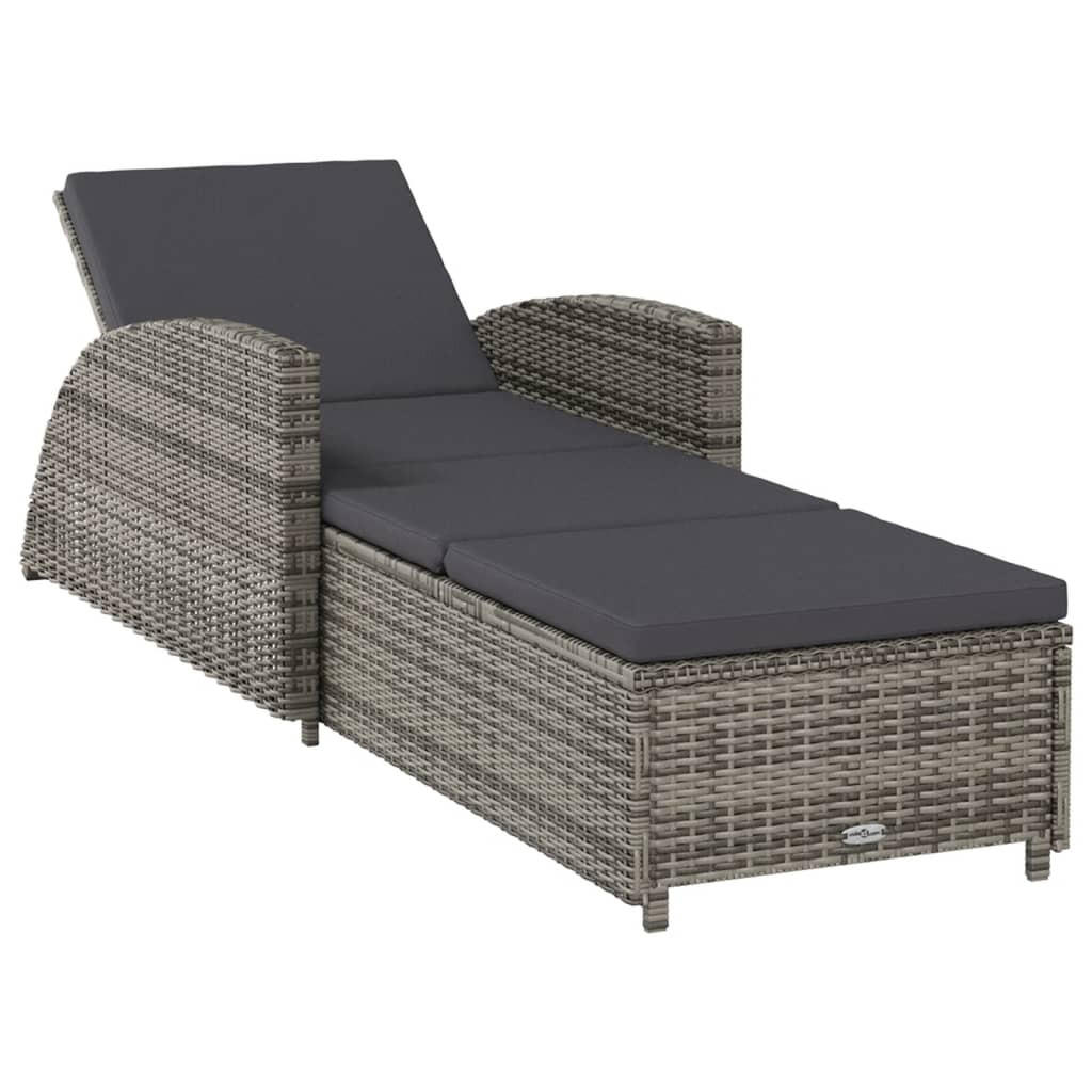 SONNENLIEGE mit Dunkelgrauer Auflage Poly Rattan Grau - Grau, Kunststoff (67/67/201cm) - furnicato