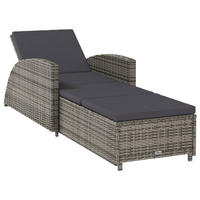 SONNENLIEGE mit Dunkelgrauer Auflage Poly Rattan Grau - Grau, Kunststoff (67/67/201cm) - furnicato