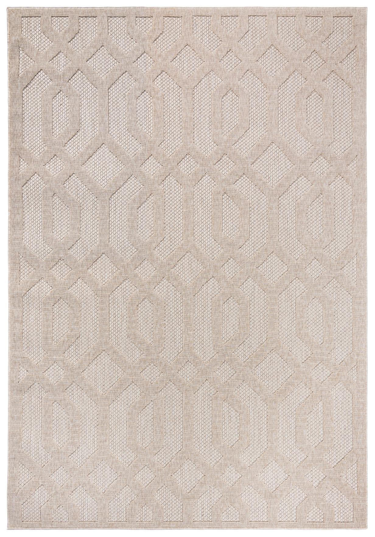 TEPPICH Beige In-Outdoor Geometrisch - Kurzflor Rechteckig - 80 x 200 cm - Sandfarben/Beige, Textil (80/200cm) - Mazovia