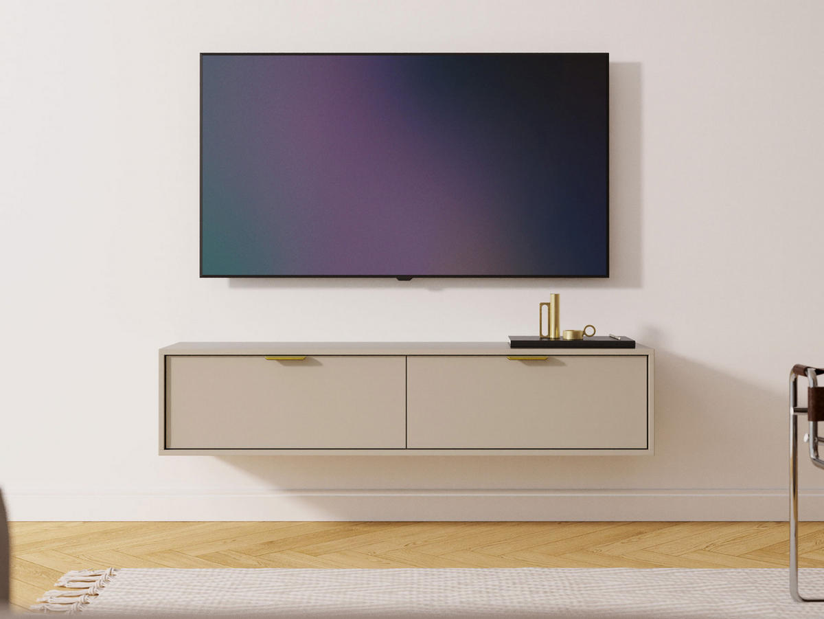 TV-LOWBOARD Senna 140 - Kaschmir/Goldfarben, Holzwerkstoff/Metall (140/35/33cm) - MIRJAN24
