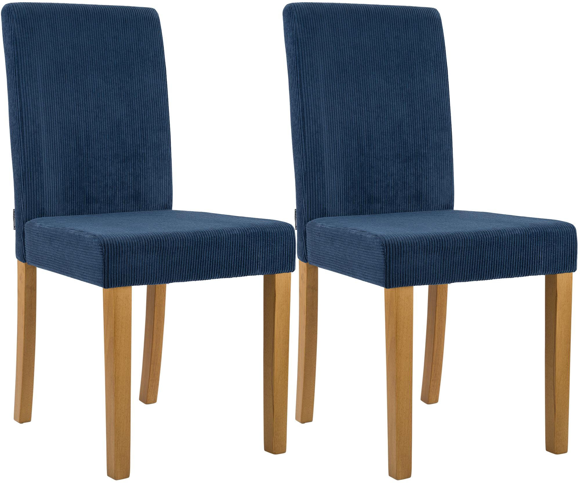 ESSZIMMERSTUHL 2er Set Cord Blau - Blau/Naturfarben, Holz/Textil (41/91/47cm) - CLP