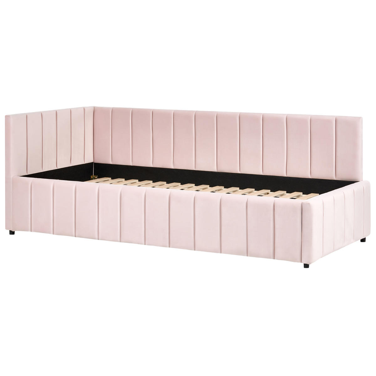 TAGESBETT Samtstoff 90/200 cm Pastellrosa Lisieux - Pink, Textil (90/200cm) - Beliani