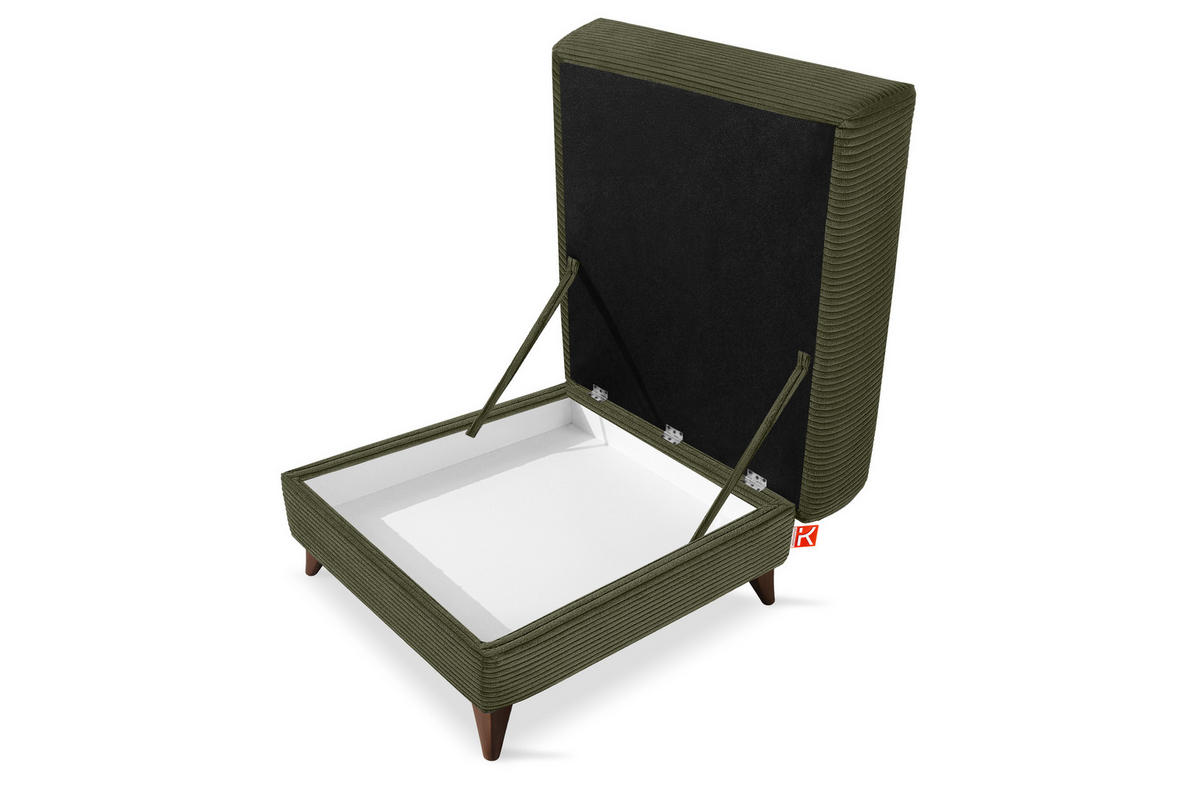 HOCKER GUSTAVO II, Olivgrün - Braun/Olivgrün, Holz/Holzwerkstoff (92/49/92cm) - KONSIMO®