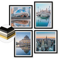 WANDBILDER 4er-Set - 50x50 cm & 40x60 cm Schwarzer Rahmen - Architektur von Städten am Wasser - Schwarz, Kunststoff (50/50cm) - ArtPrintCave