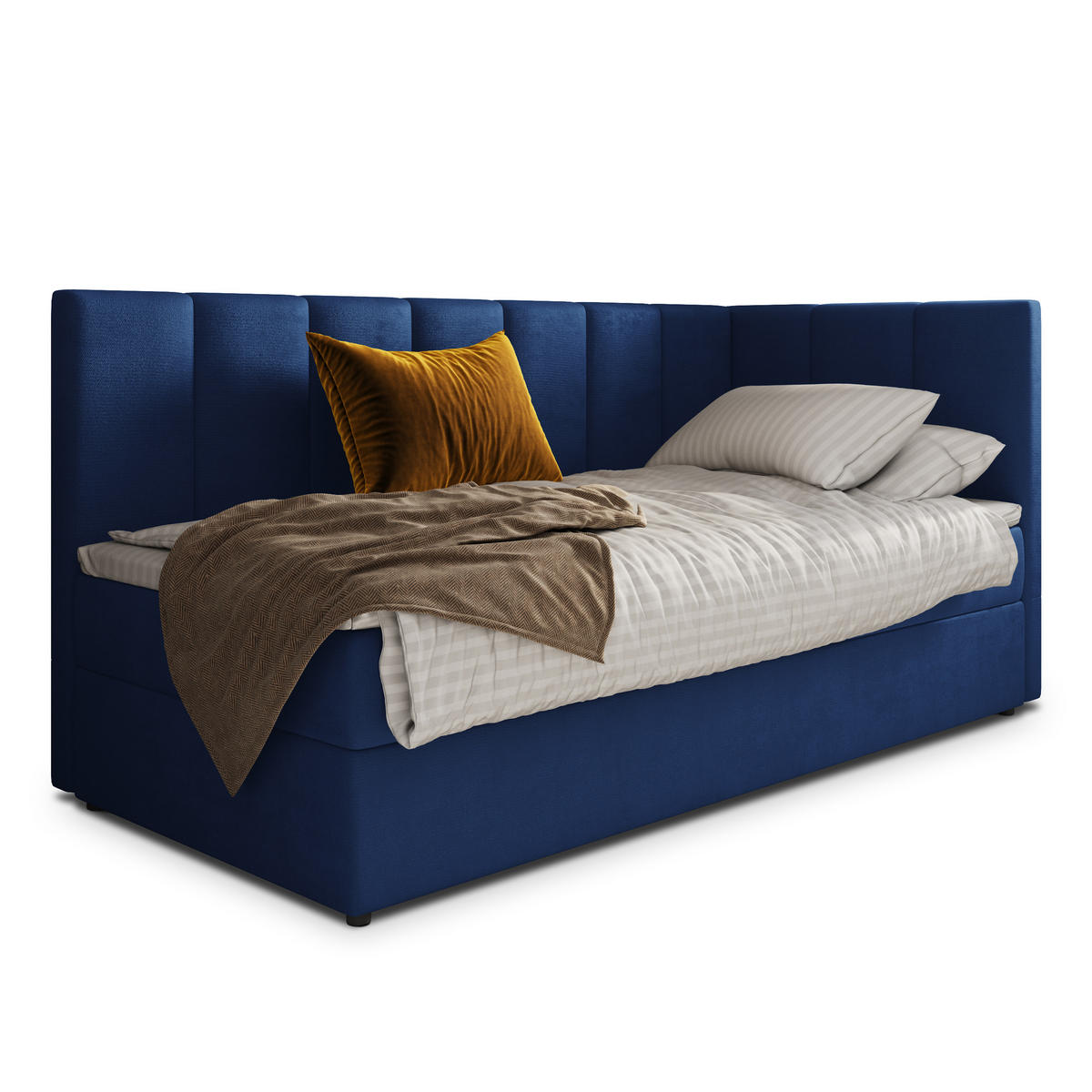 POSTEL BOXSPRING BEVE 90x200 cm, s matrací a úložným prostorem, modrá - modrá, kompozitní dřevo/textil (90/200cm) - MASSENO