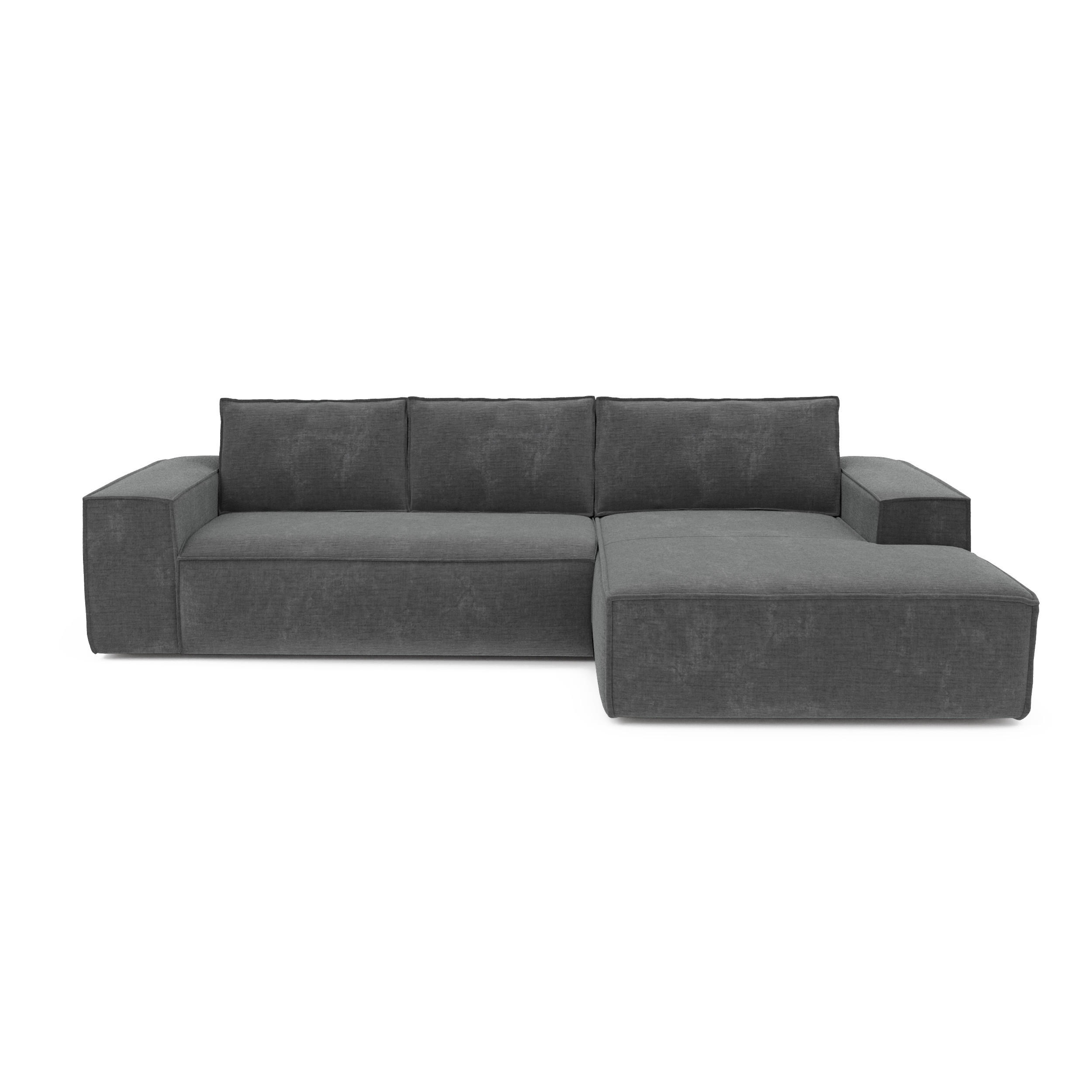 ECKSOFA RECHTS Samt Grau 302cm - Grau, Textil (302/165cm) - Sia Home