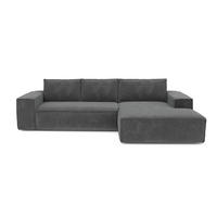 ECKSOFA RECHTS Samt Grau 302cm - Grau, Textil (302/165cm) - Sia Home