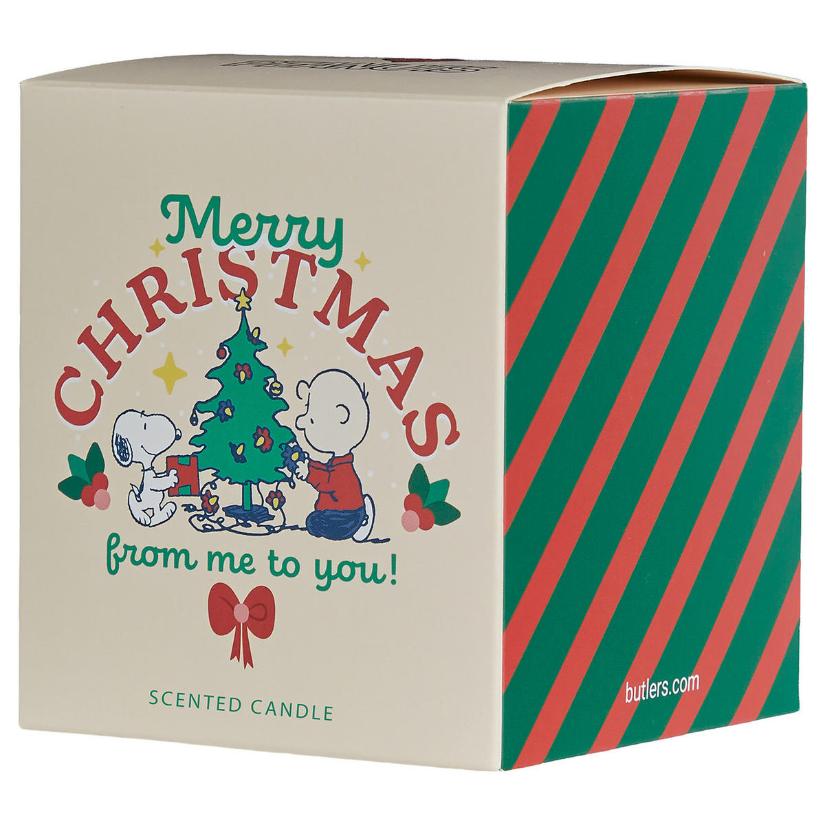 DUFTKERZE Peanuts Merry Christmas 225 g - Grün, Naturmaterialen/Paraffin (9cm) - Butlers
