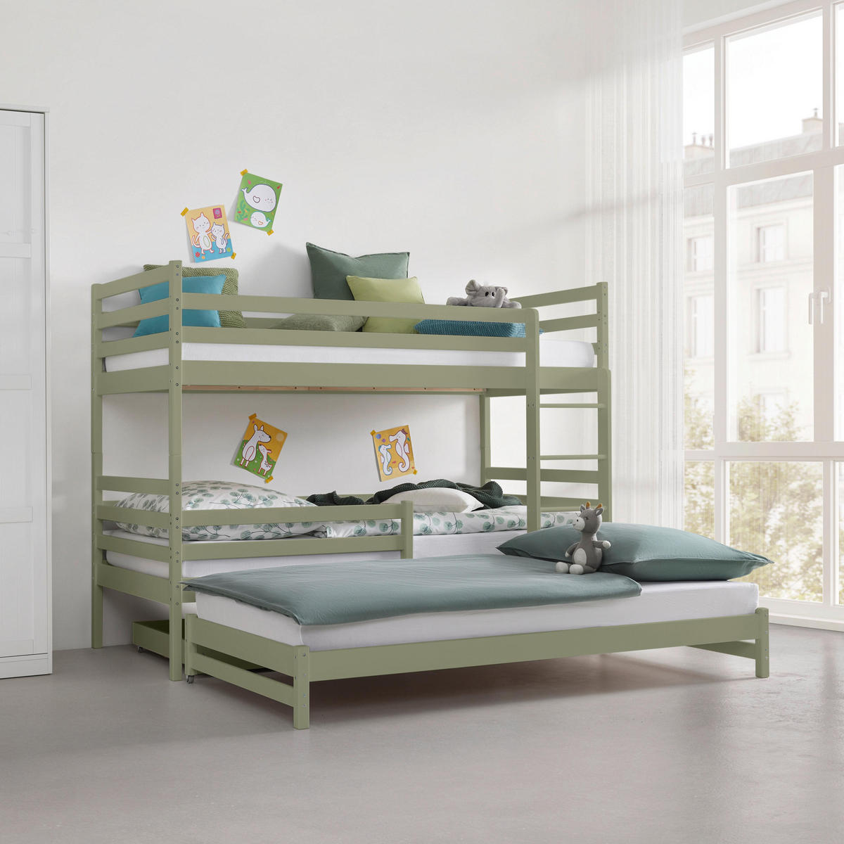 ETAGENBETT Mila Olivgrün ca. 90 / 200 cm - Olivgrün, Holzwerkstoff - Mömax